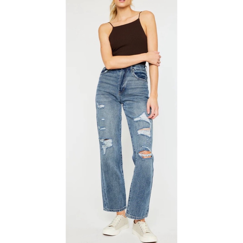 Kancan Stephanie Distressed Ultra High Rise 90’s Boyfriend Jeans Size 7/27 NWT